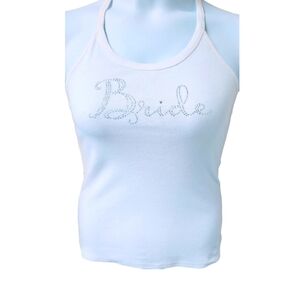 BETSEY JOHNSON Bridal Shower Silver Sequin BRIDE LOGO TANK TOP NEW!